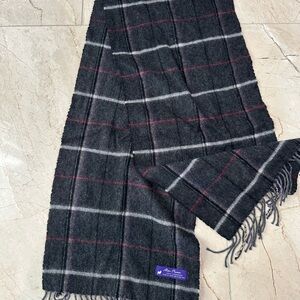 Alan Flusser 100% cashmere Black and Gray Plaid Scarf EUC